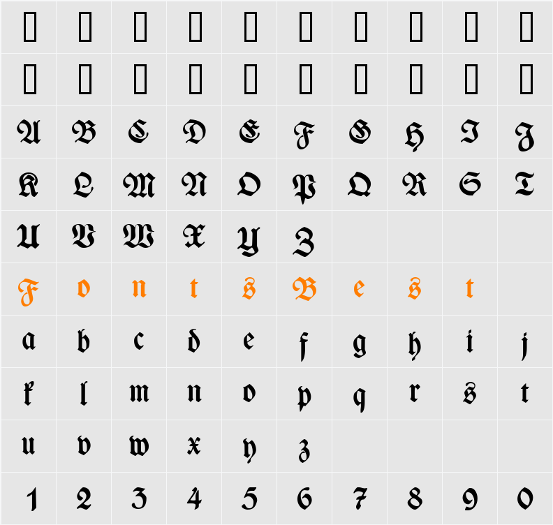 WieynkFraktur Character Map
