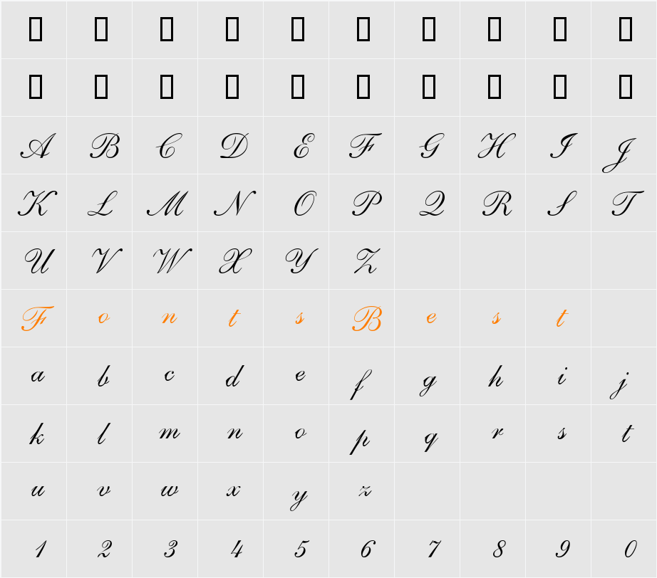 Sherrif Script DB Character Map