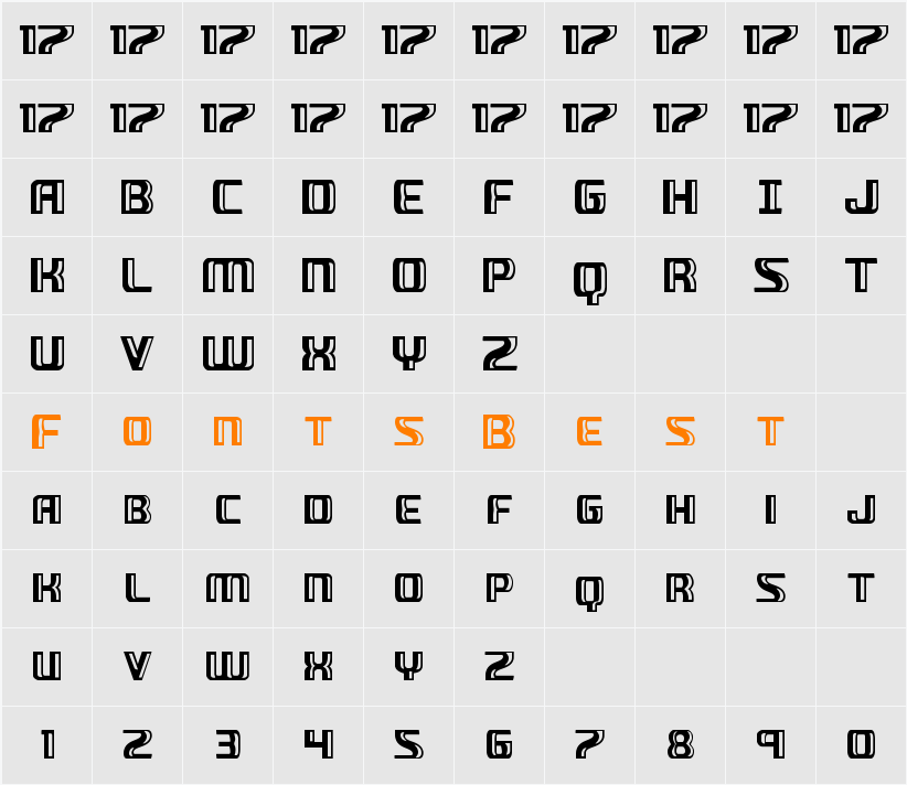 Grease Gun Condensed Character Map