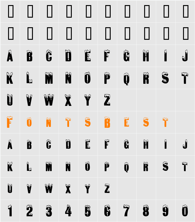 Snow Caps-Condensed Character Map