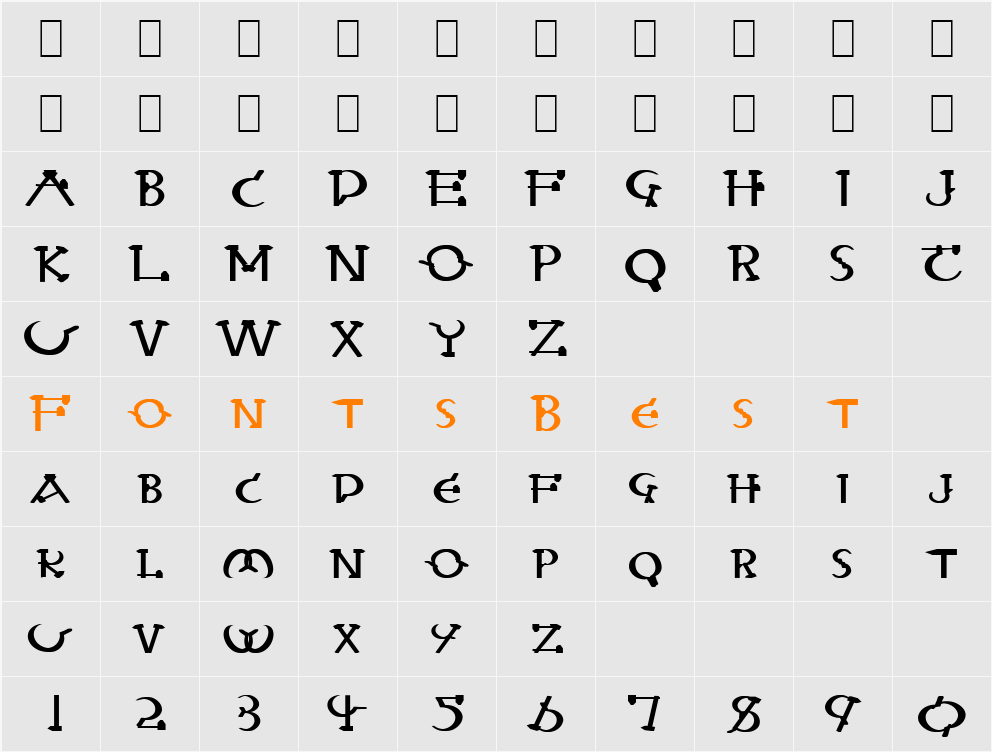 Sabbath 2 Character Map