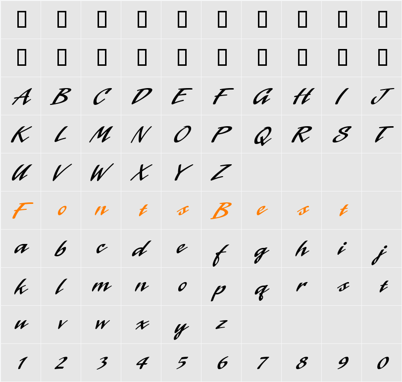 Laser ICG Character Map