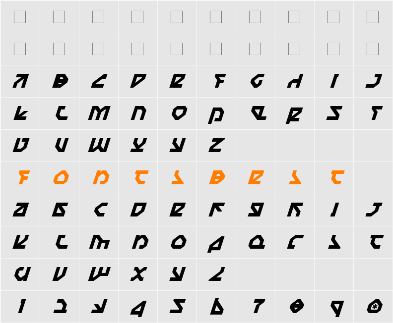 Nostromo Italic Character Map