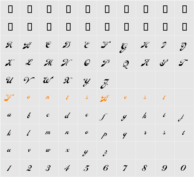Ephemera LHF Regular Character Map