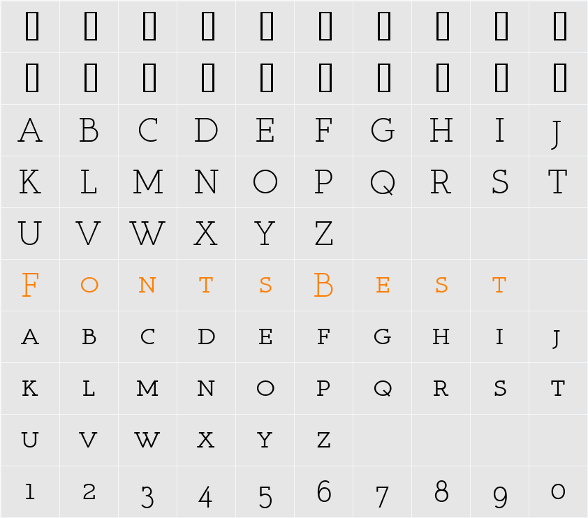 Register Serif BTN SC Character Map