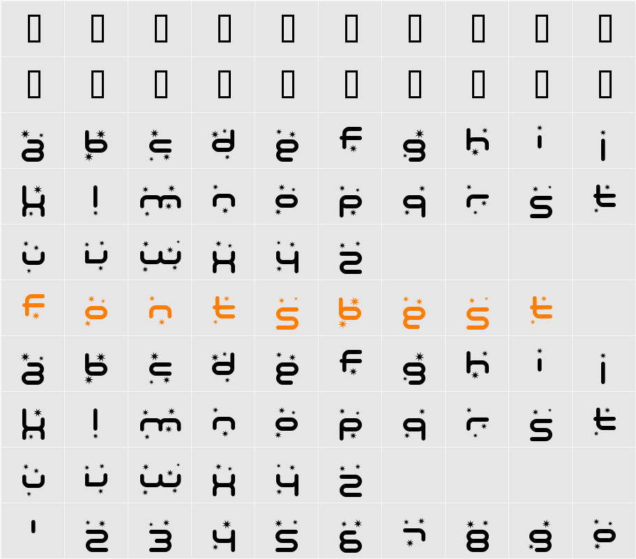 SF Technodelight Character Map
