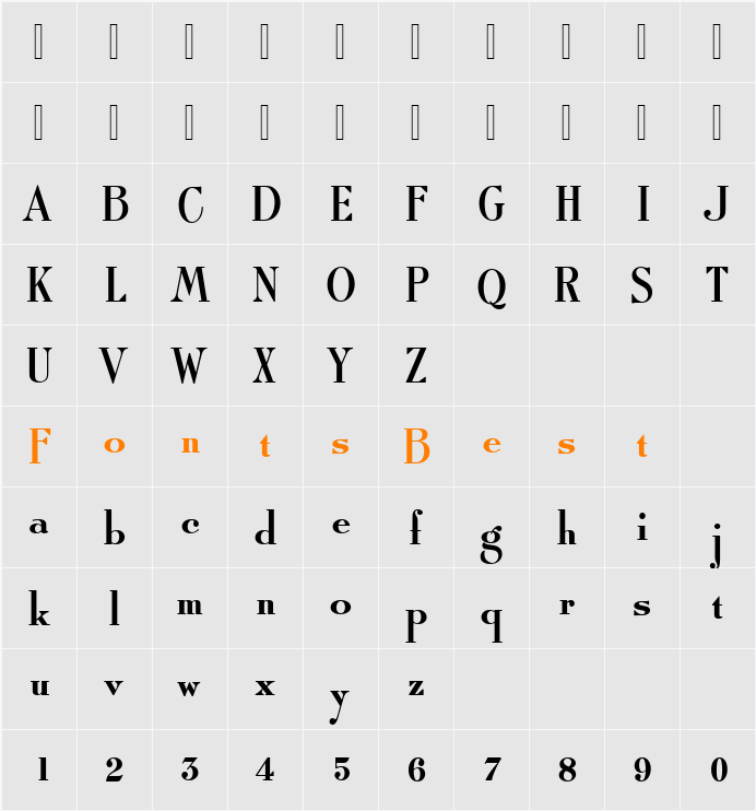 RomanSolT Character Map