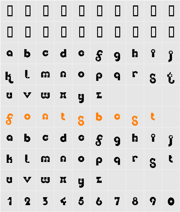 Stars Character Map
