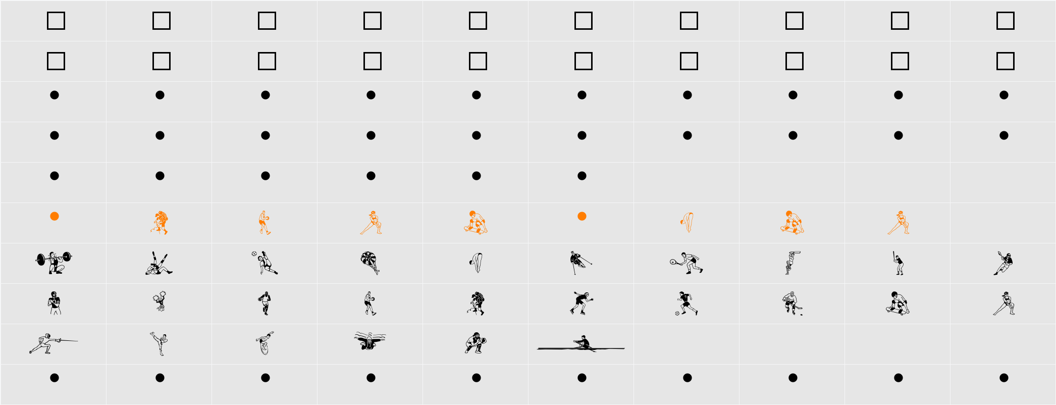 Sports Four MT Character Map