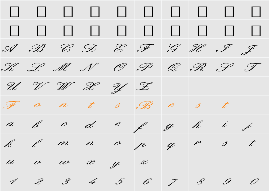 English Ex Character Map
