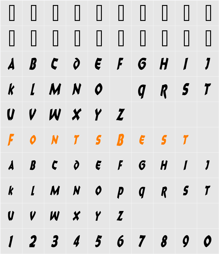 8BallScriptSCapsSSK Character Map