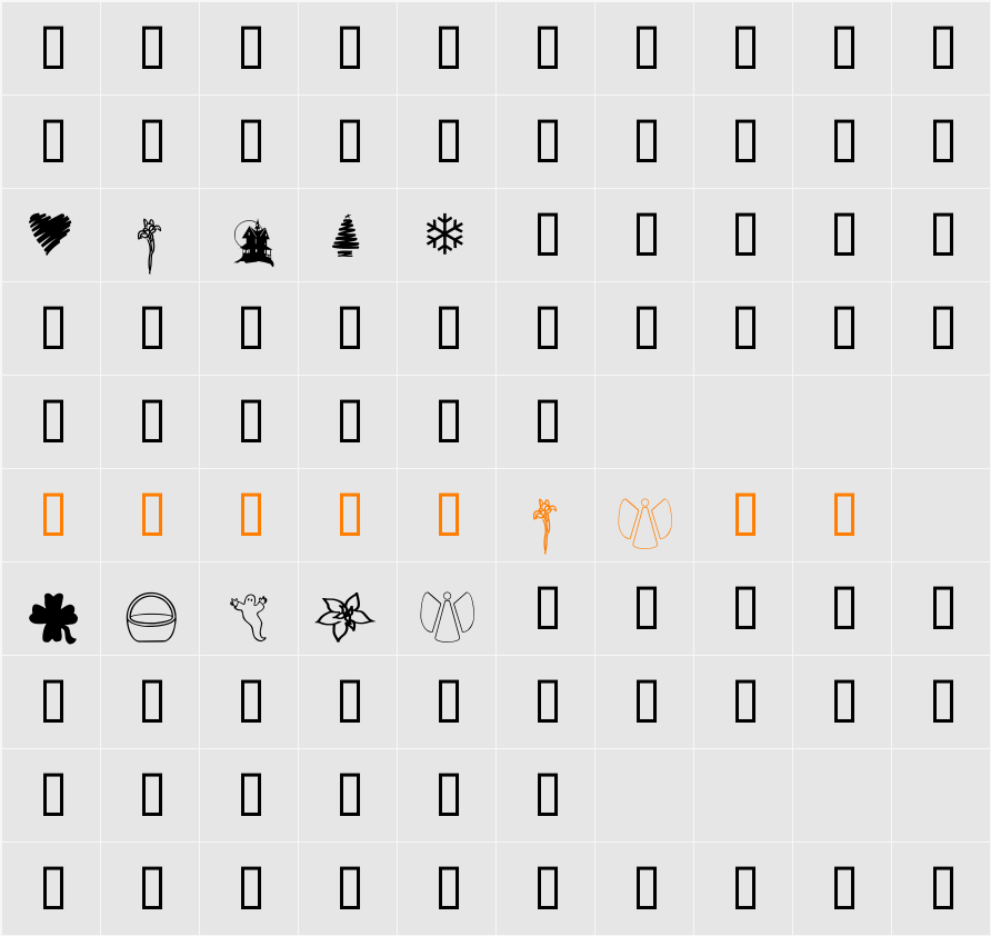 HOLIdaze Sample Character Map