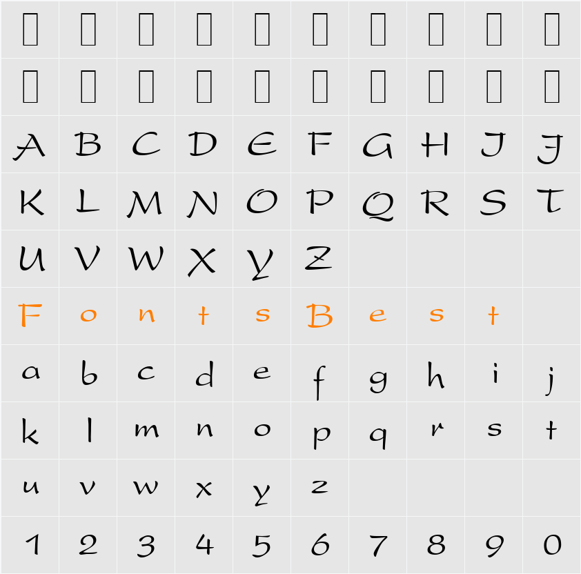 P820-Script Character Map