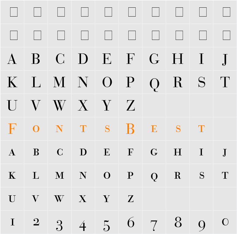Bodoni Recut OldStyle SSi Character Map