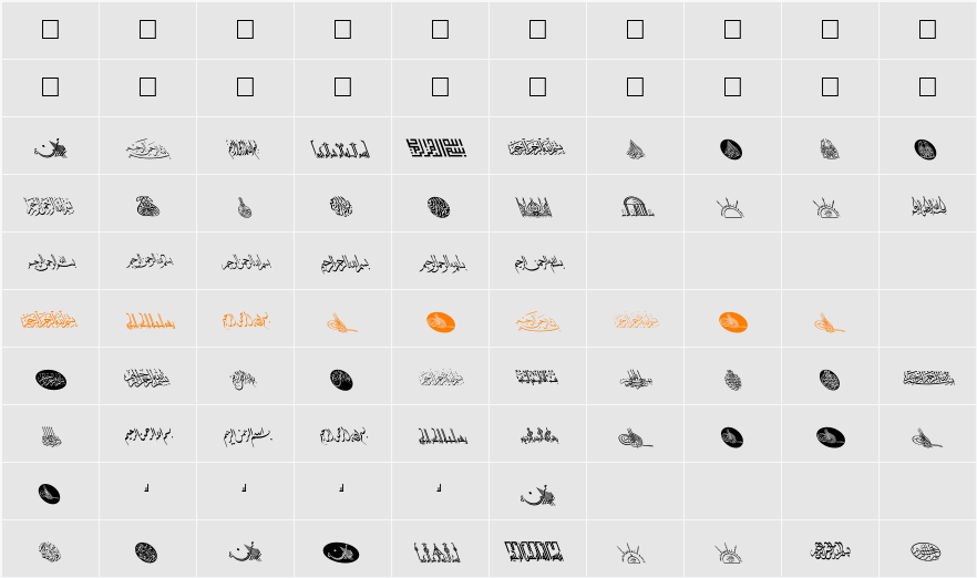 MCS Basmalah italic. Character Map