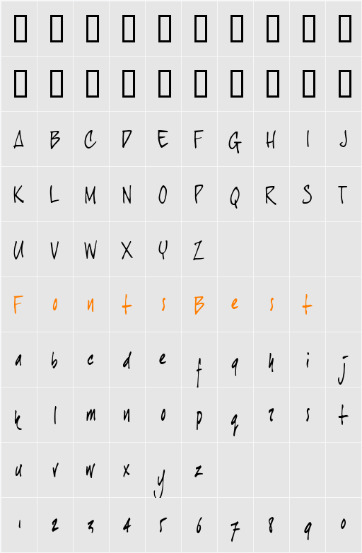 joeHand Character Map