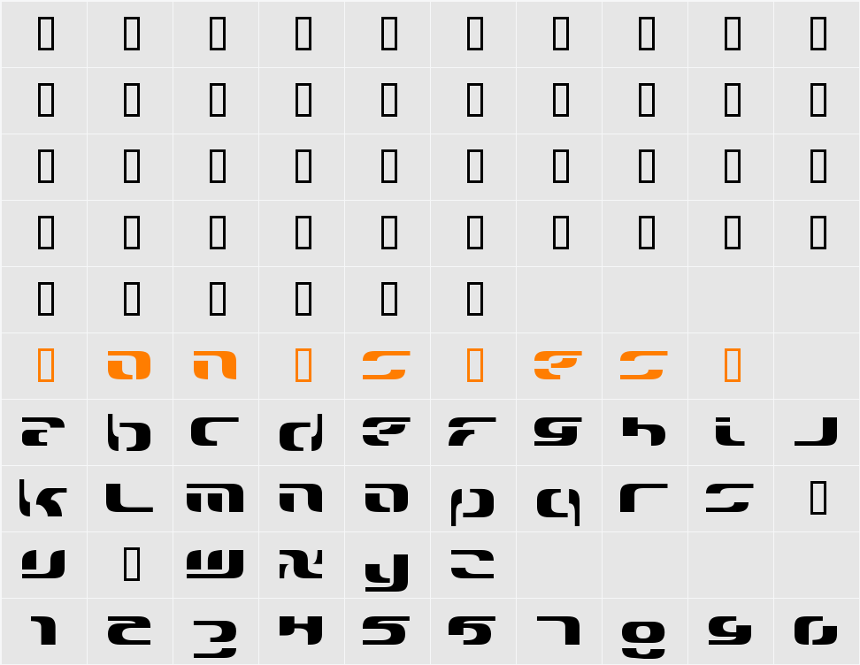 solar2000 Character Map