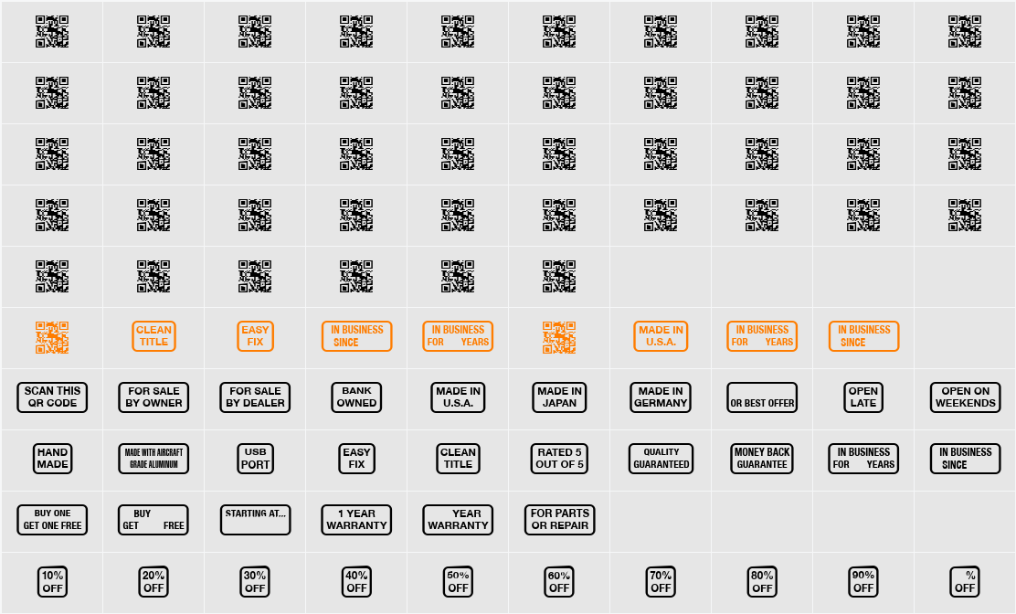 Signs for Advertising Character Map