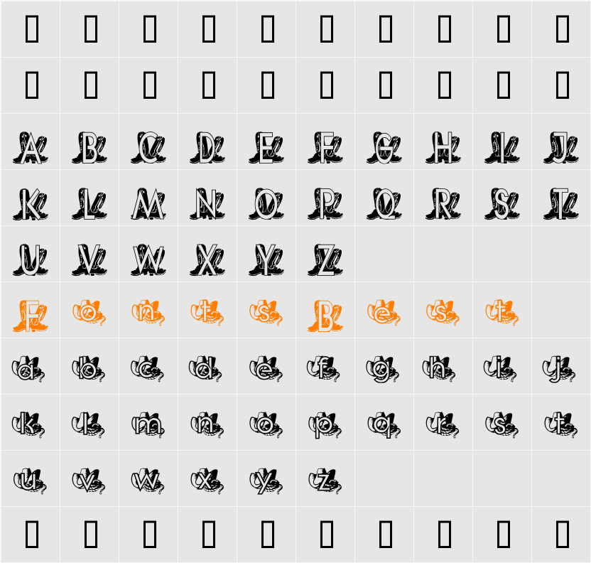 JNKCOWBOY Character Map
