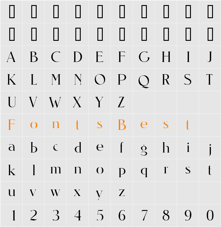Sierra Light SF Character Map