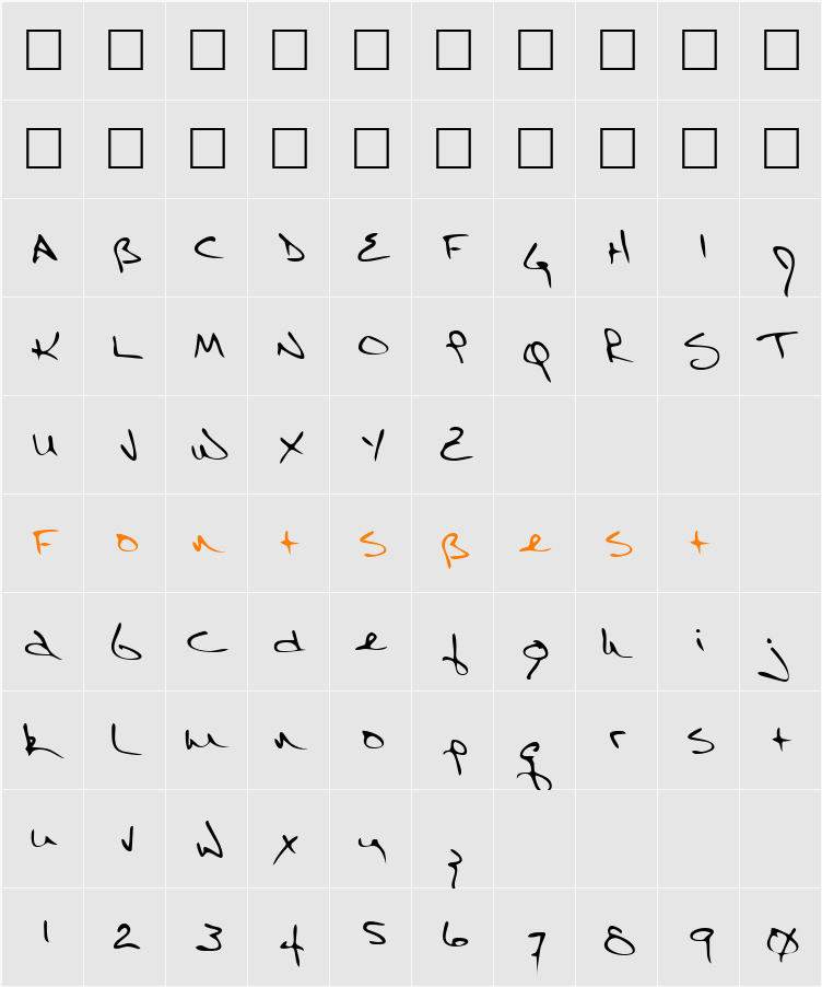 EricsHand Character Map