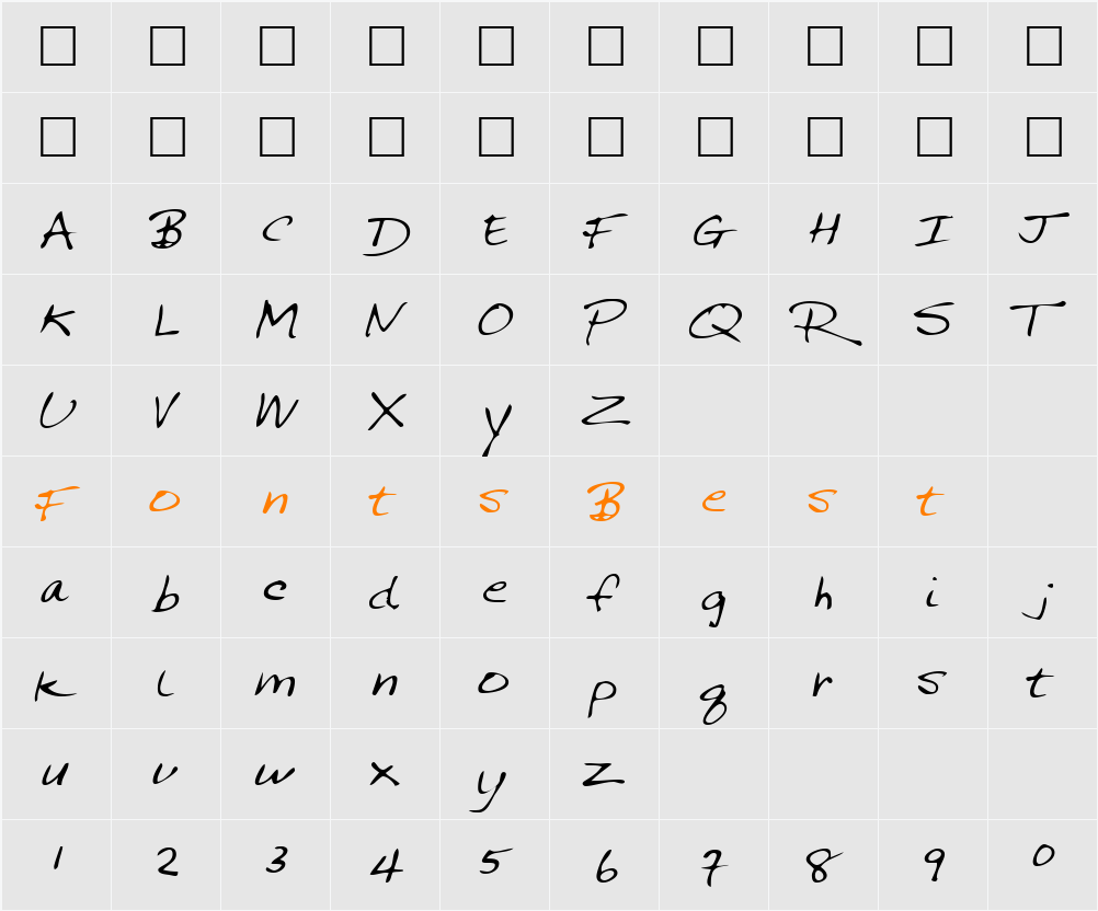 JeremysHand Character Map
