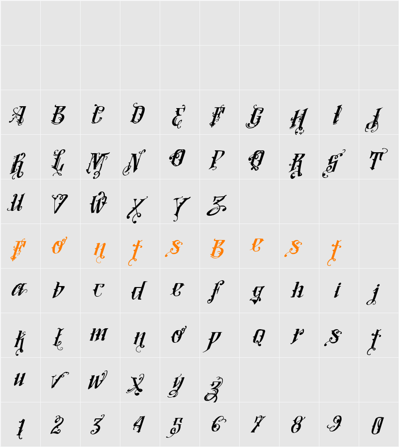 Vtks Lovers Italic Character Map