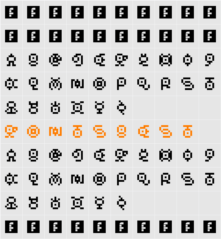 Unown GB Character Map