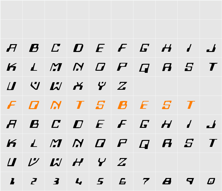 Homemade Robot Expanded Italic Character Map