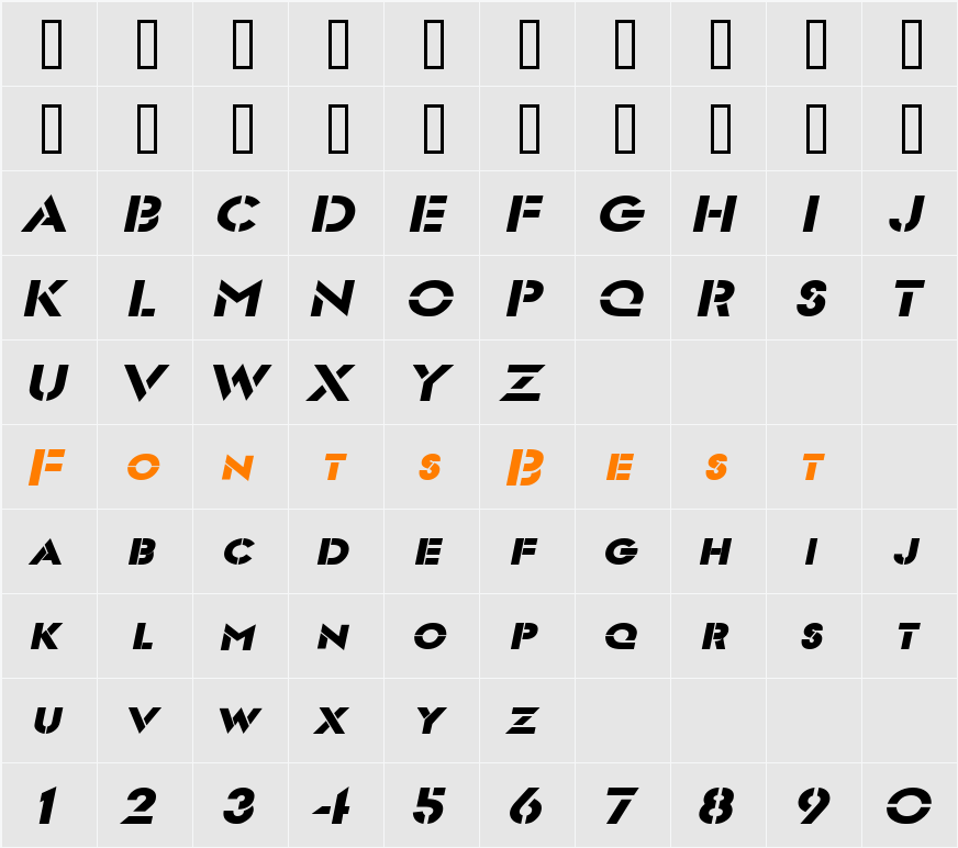 Templett Wide Character Map