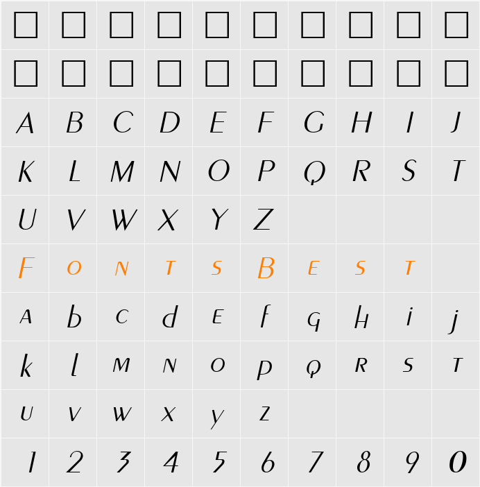 PenyaeLight Character Map
