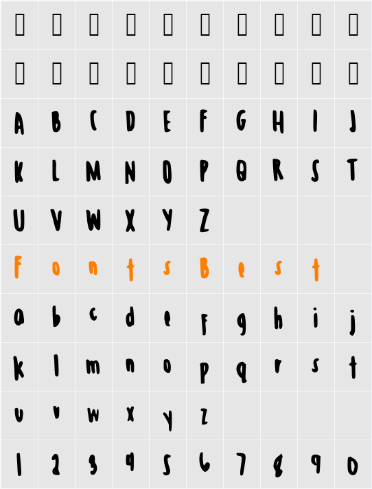 VASCutethin Character Map
