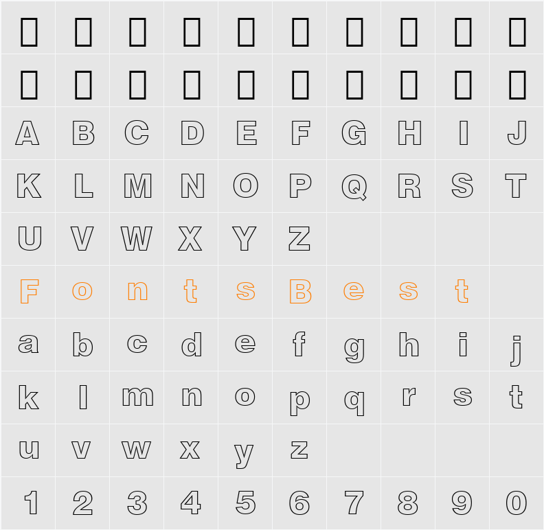 Swis721 BlkOul BT Character Map