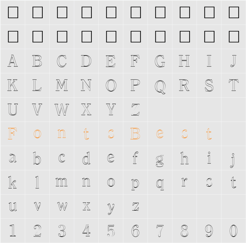 Clearface Outline Character Map