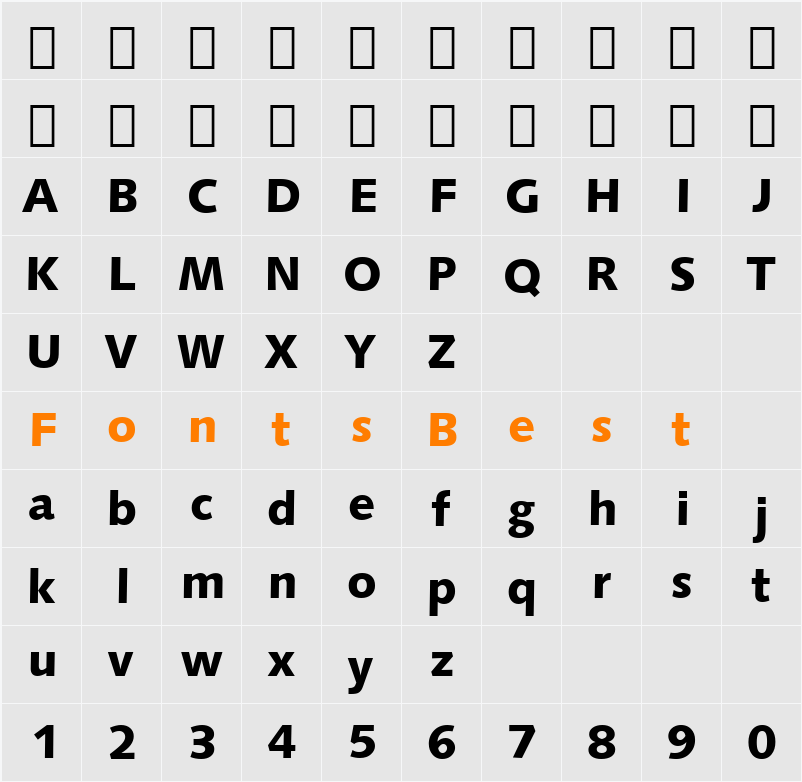 Humanst531 Blk BT Character Map