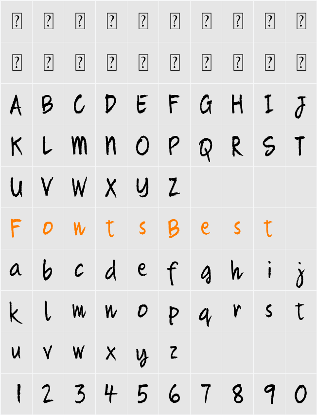 Quikhand 1.1 Character Map