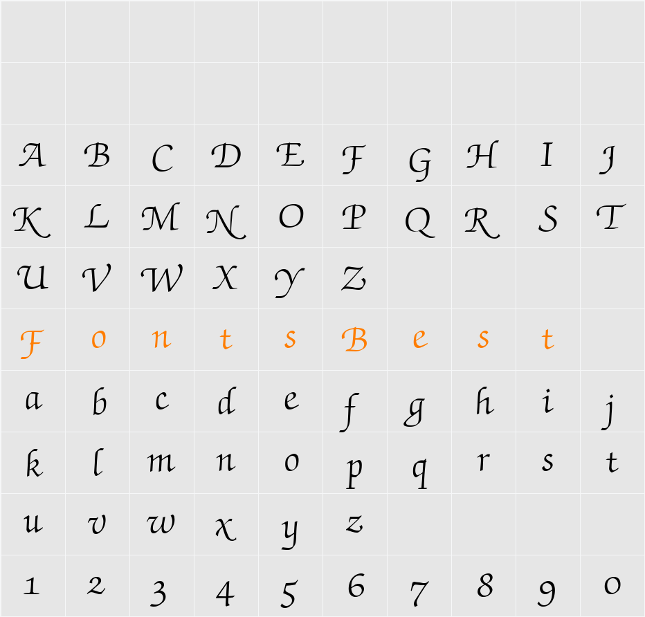 Zapf Chancery Swash BQ Character Map