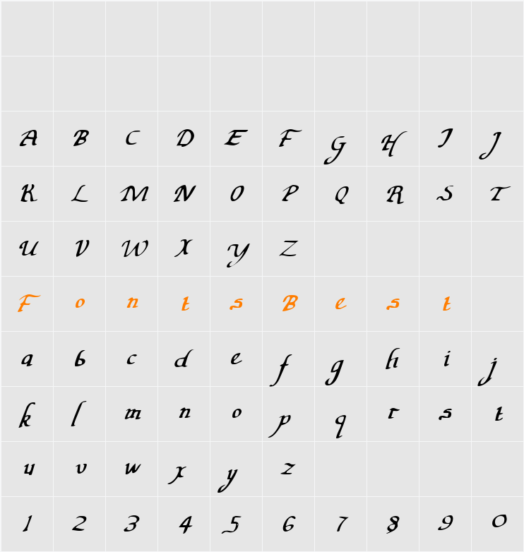 Valley Forge Italic Character Map