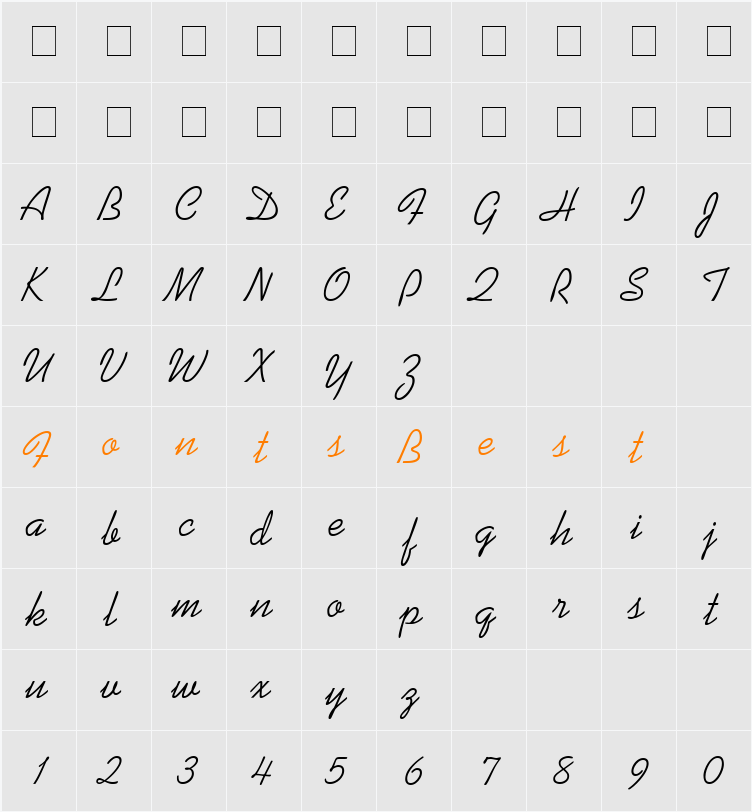 Prose Script SSi Character Map