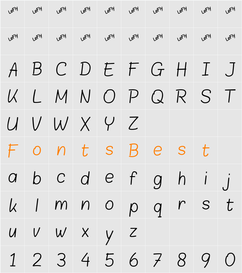 Blokletters Balpen Character Map