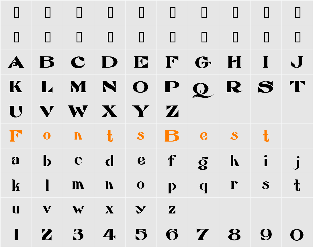 LHFEccentricFrench Character Map