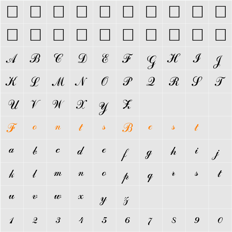 Bulgarian Kursiv Character Map