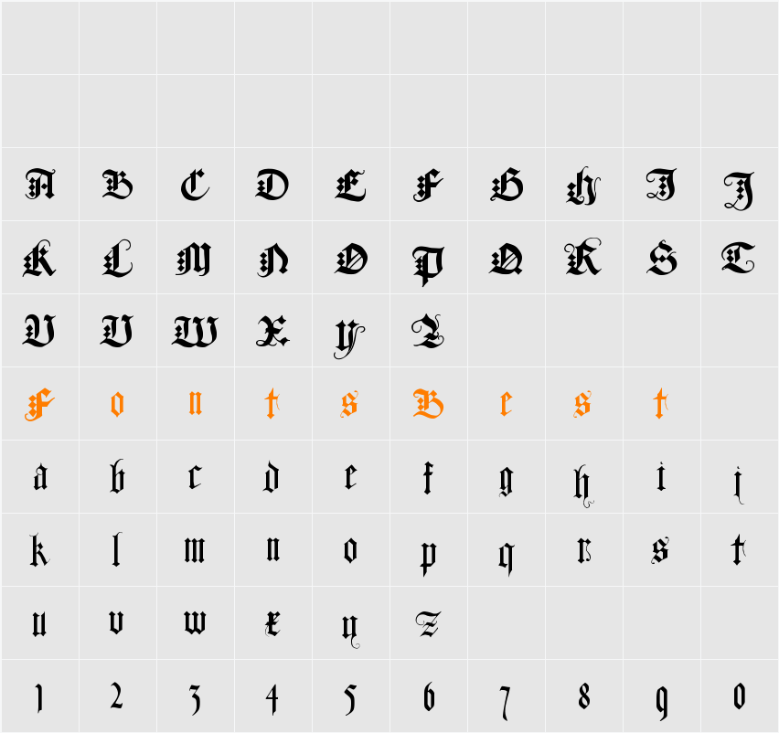 DuerersMinuskeln Character Map