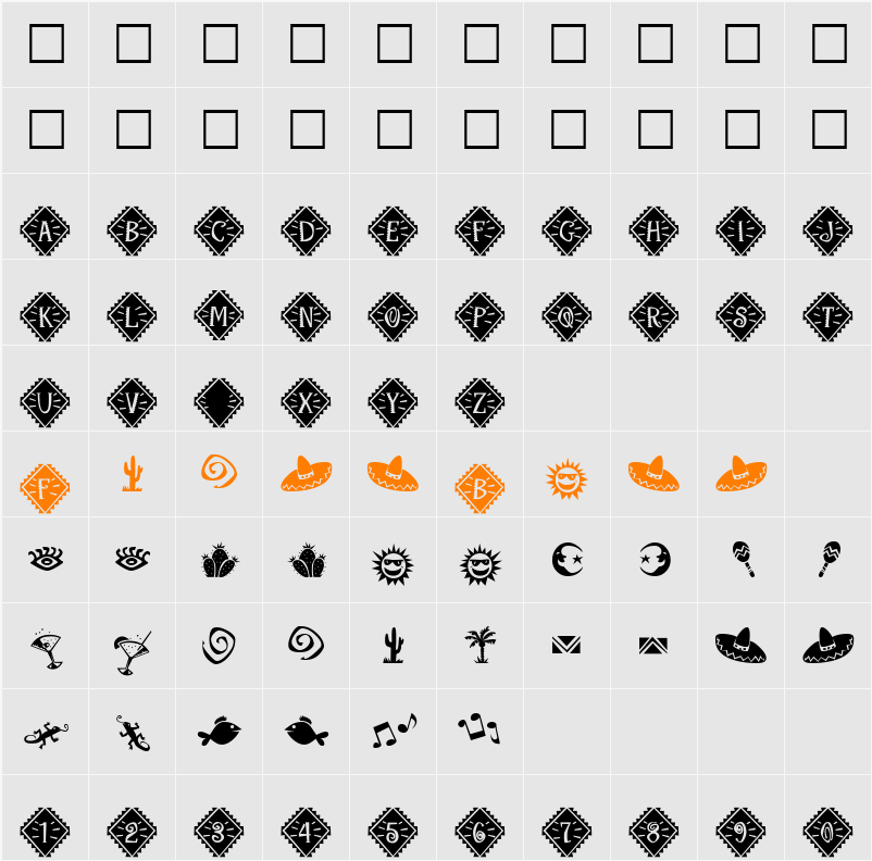 Maraca Extras Character Map