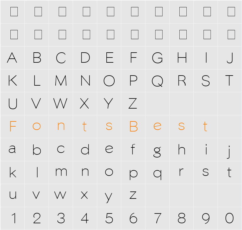 PhinsterFine Character Map