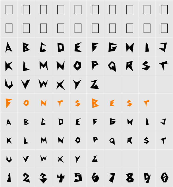 RocketFrog Font Character Map