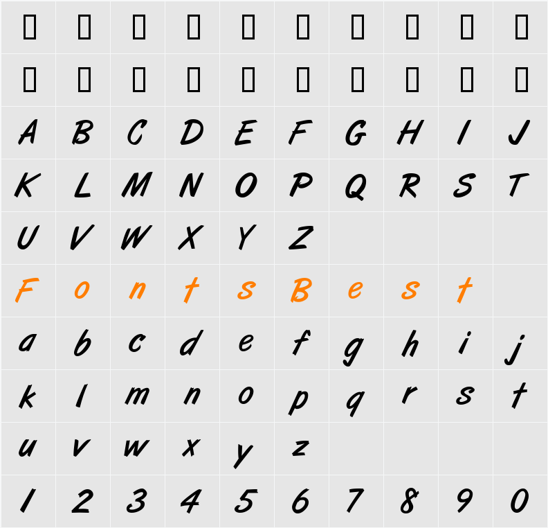 SantguayScriptSSK Character Map