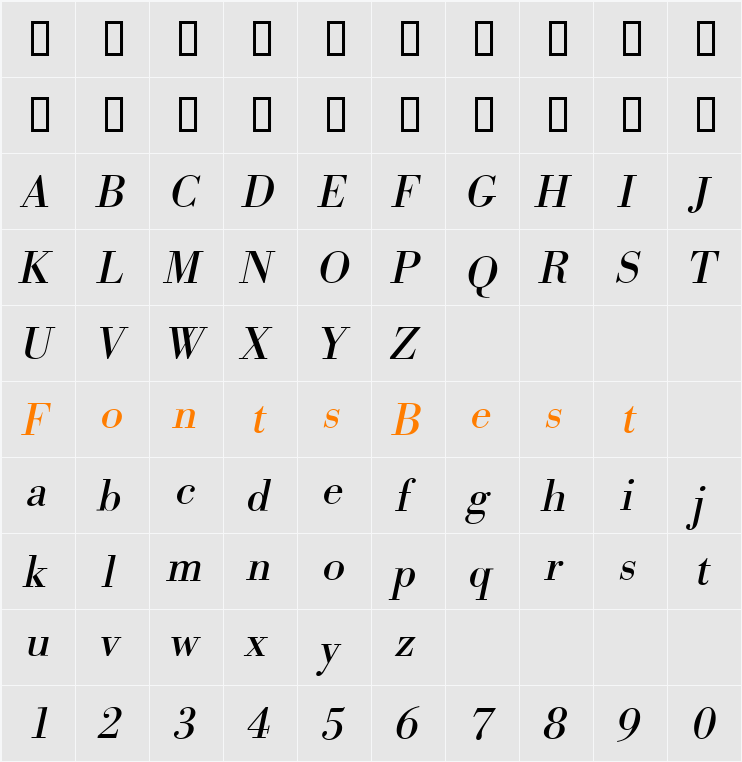 BodoniStd Character Map
