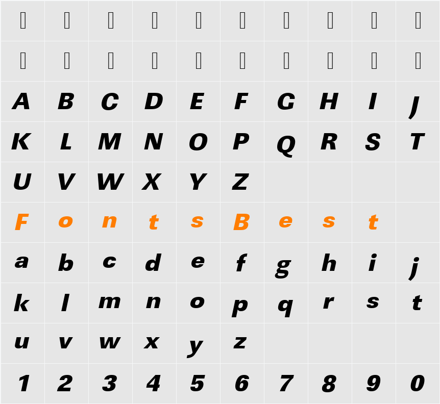 URWLinearTUltBol Character Map