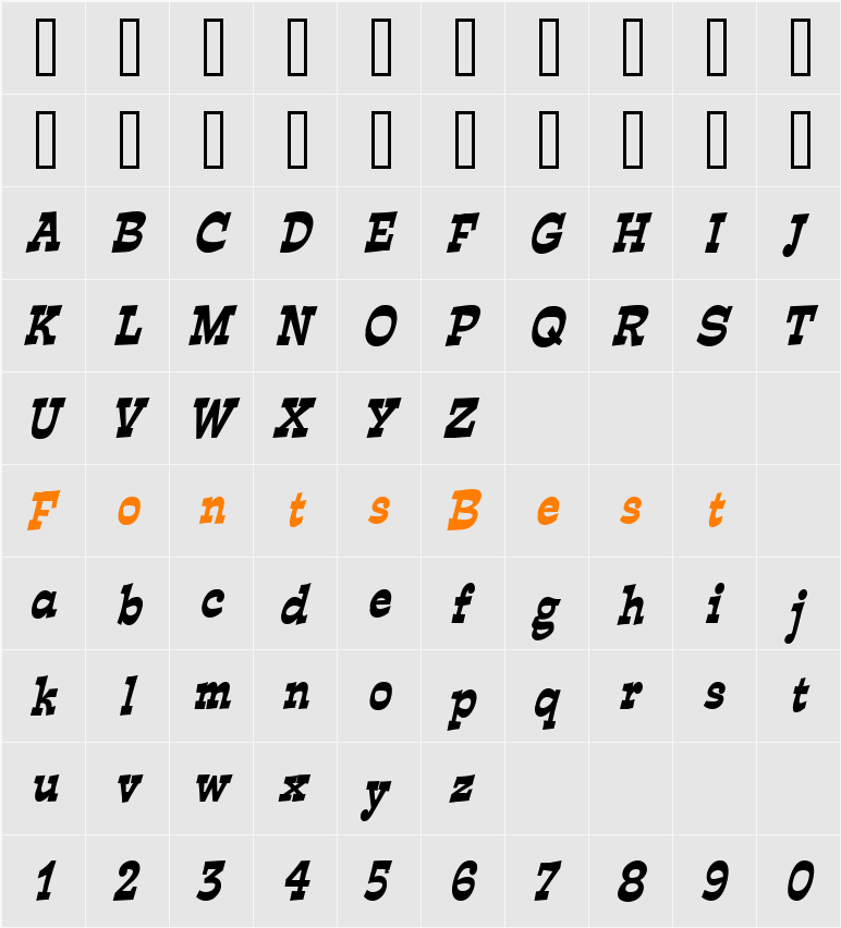 Expose Condensed Character Map